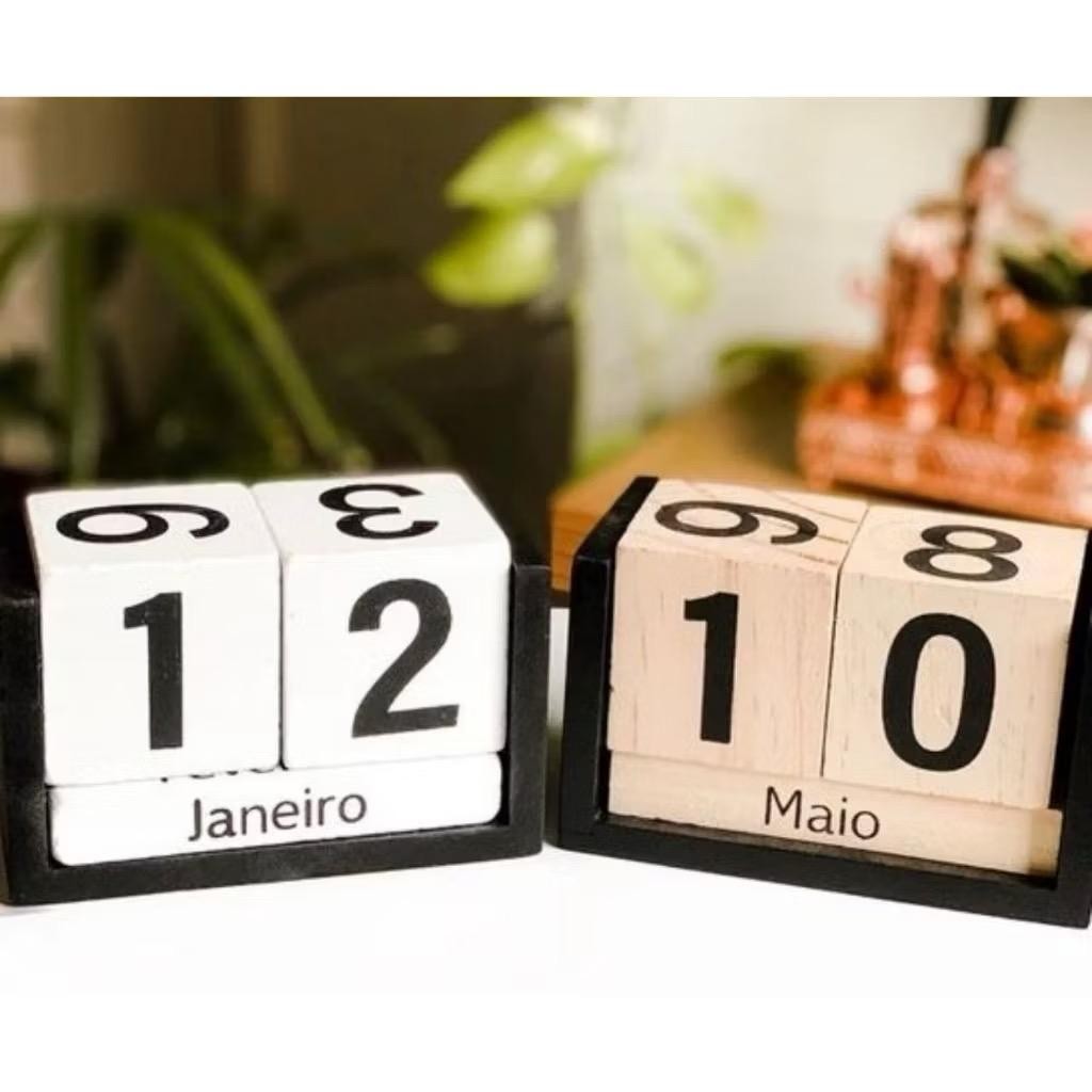 Calendário Permanente Cubo De Mesa Decoração Escritório Dia e Mês Madeira Quadradinhos Decorativo PRONTA ENTREGA em Oferta na Shopee