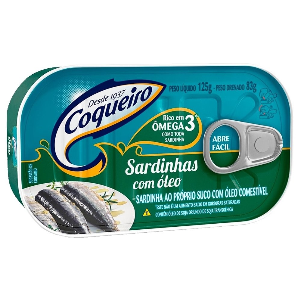 Sardinha Coqueiro com Óleo 125g - Embalagem com 54 Unidades em Oferta na Shopee
