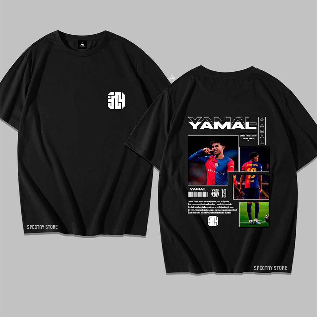 Camisa Camiseta Lamine Yamal 19 Barca Futebol Streetwear Algodão Unissex Premium Edição Crazy