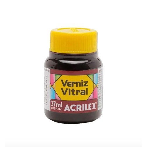 Verniz Vitral Vermelho Carmim - 509 - Acrilex - 37ml para Copos Garrafas Vasos Efeito Encantador