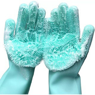 Luva Par Magica Escova Limpeza Silicone Lavar Louça Prato Cozinha Limpeza