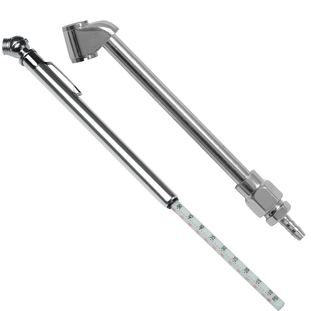 Kit Calibrador De Pressão De Pneus Tipo Caneta E Bico de Encher Pneu Duplo Para Carro Bike Moto em Oferta na Shopee