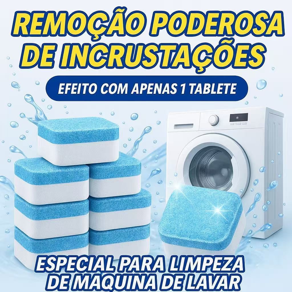 KIT  6/12/24/36 Pastilhas para Limpeza de Máquinas de Lavar Roupas Efervescentes Multifuncional