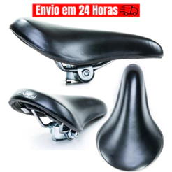 Banco Selim Mtb Cairu 507 Preto C/ Carrinho Confortável Para Bike Bicicleta Para Garupa Bagageiro Reta BH