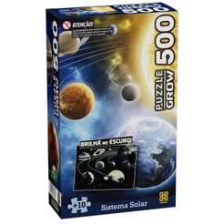 QUEBRA CABEÇA SISTEMA SOLAR BRILHA NO ESCURO 500 PEÇAS GROW PUZZLE JOGO DIDÁTICO PLATENAS ASTRONOMIA
