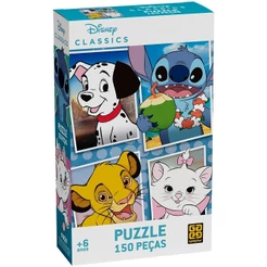 QUEBRA CABEÇA DISNEY CLASSICS 150 PEÇAS GROW PUZZLE 101 DALMATAS LILO STITCH REI LEÃO CAT MARIE JOGO