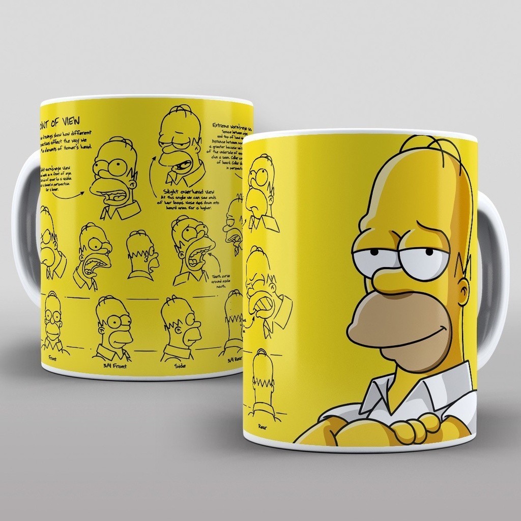 Caneca Homer Simpsons, Coleção Homer, Bart, Marge, Maggie, Lisa, Ralph, Vovô, Krusty, Milhouse, Moe e muito mais