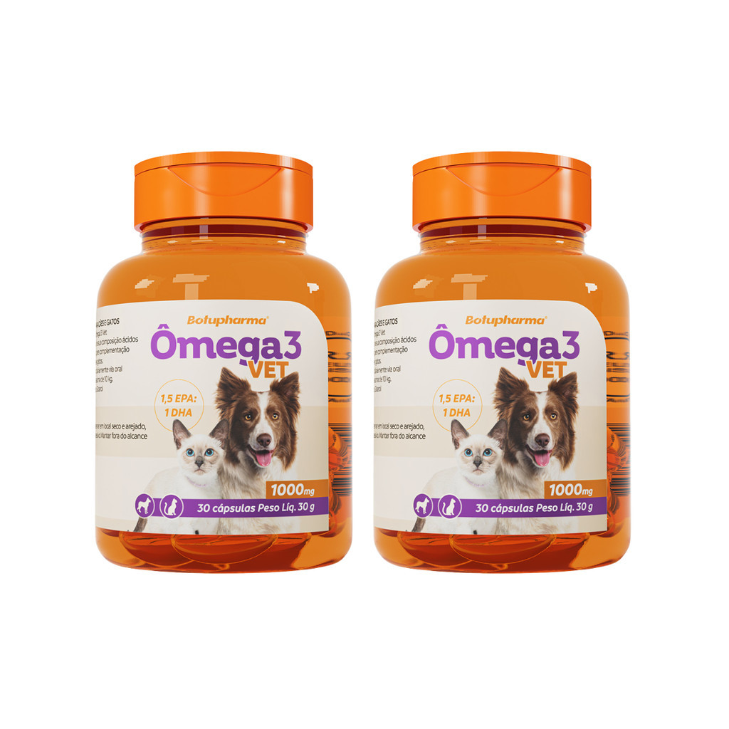Kit 2 Ômega 3 Vet Suplemento Botupharma 1000mg 30 Cápsulas
