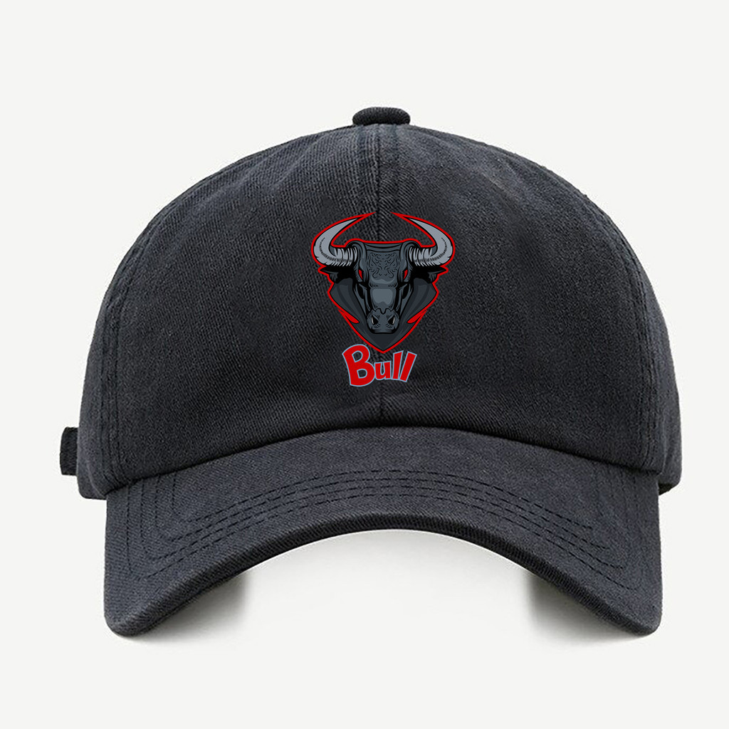 Bone baseball masculino preto Bull TouroCom regualgem cores bege e branco