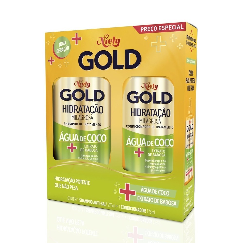 Kit Niely Gold Água De Coco Shampoo 300ml + Condicionador 200ml em Oferta na Shopee