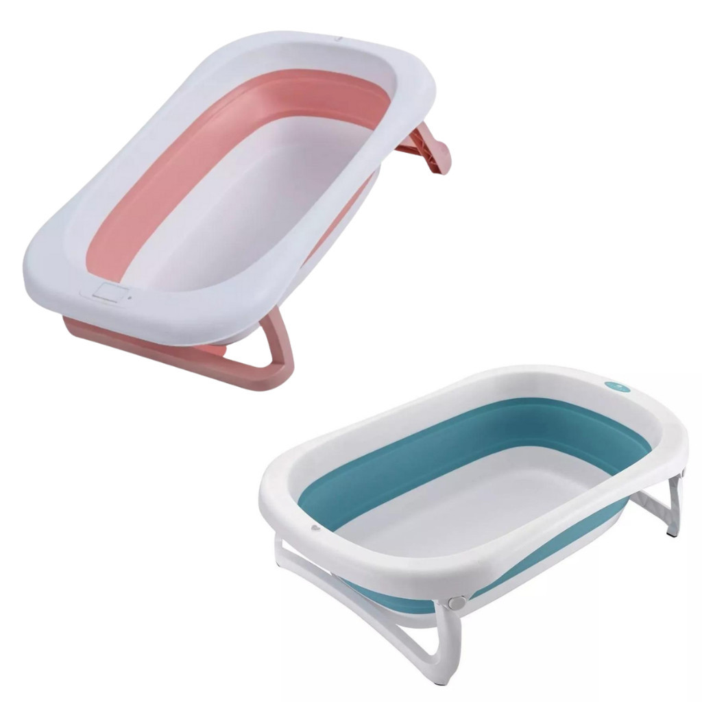 Banheira de Bebe Infantil 34L Dobrável Retrátil Em Silicone Bacia Banheira Com Suporte
