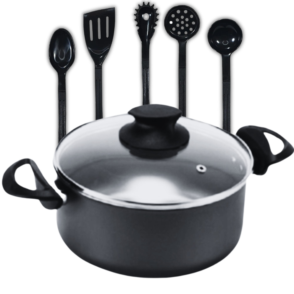 Kit Panela Caçarola 22 Tamano Grande Antiaderente Teflon Com Utensílios