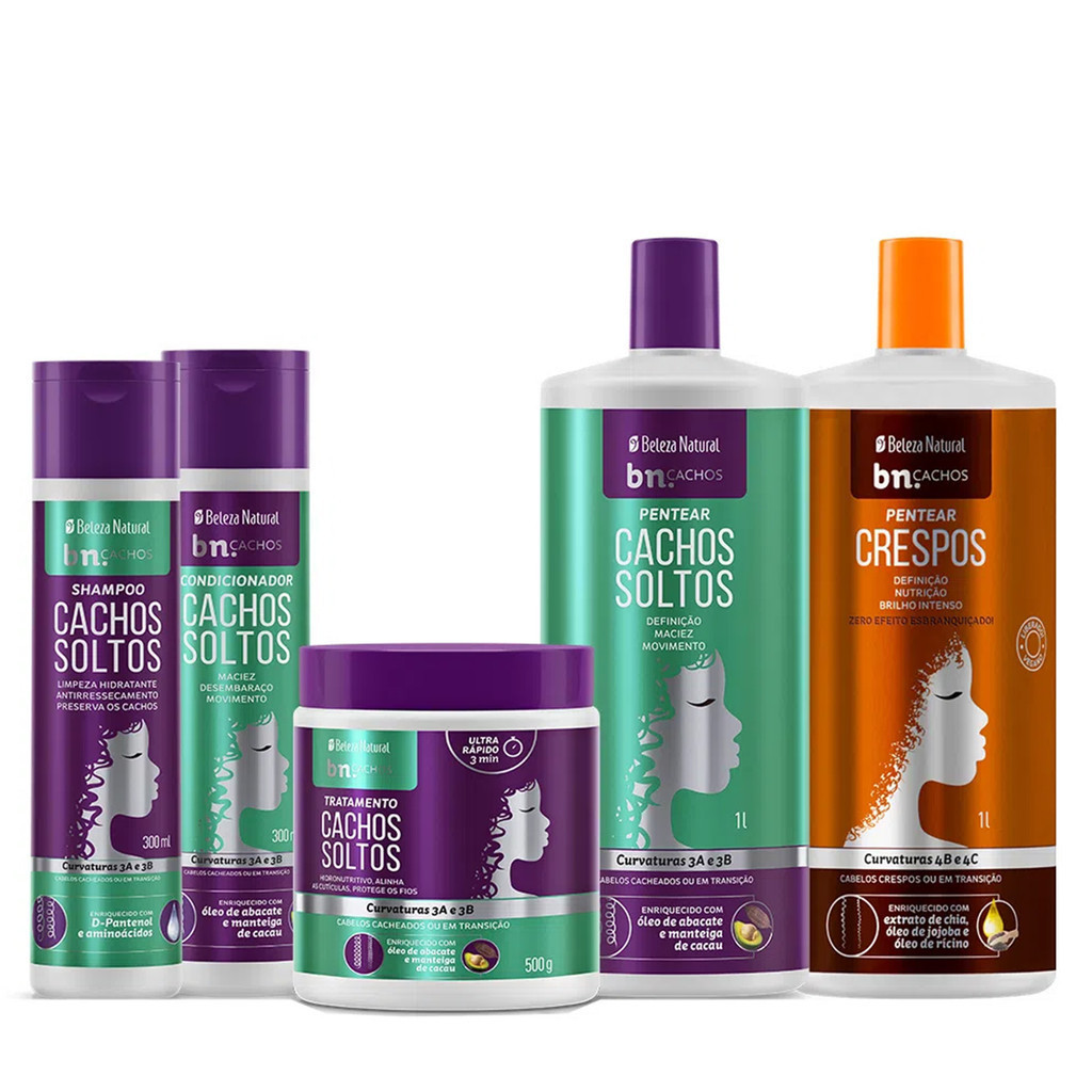 Kit Super Cachos Soltos + Pentear Crespos bn.Cachos
