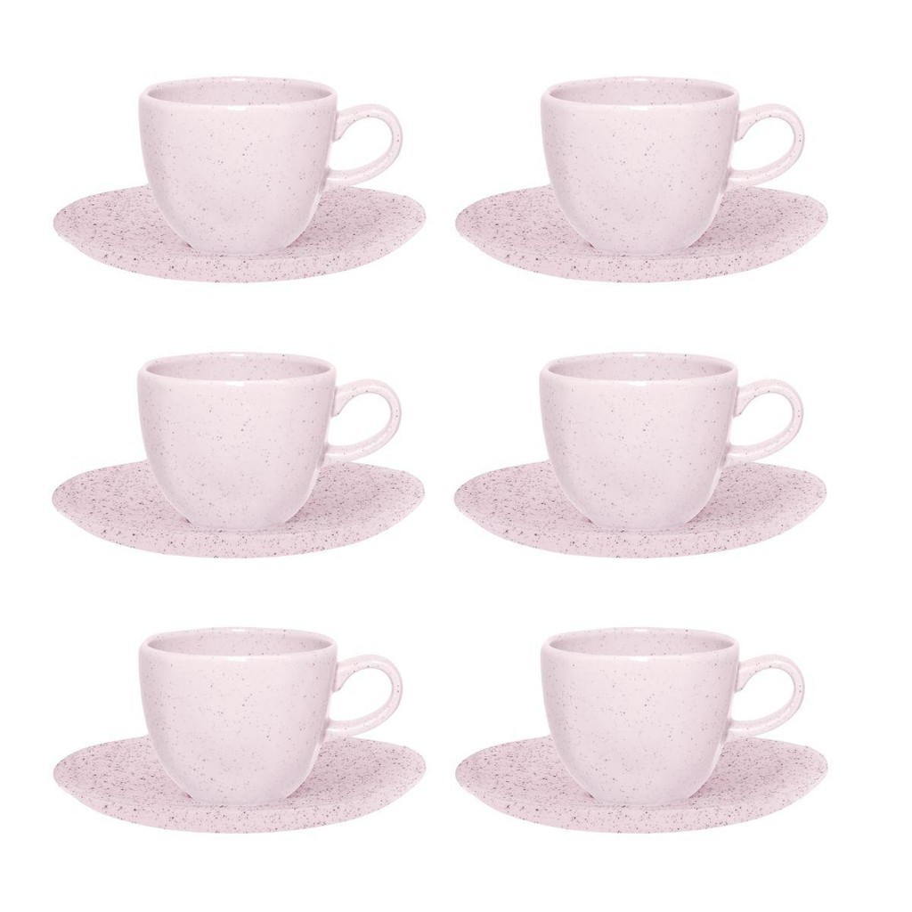 Conjunto 6 Xícaras Chá Com Pires Ryo Pink Sand 220ml Porcelana Oxford em Oferta na Shopee