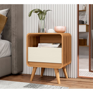 Mesa de Cabeceira Lateral Criado Quarto Retrô Compacta 1 Gaveta 1 Nicho Channel - Potenza em Oferta na Shopee