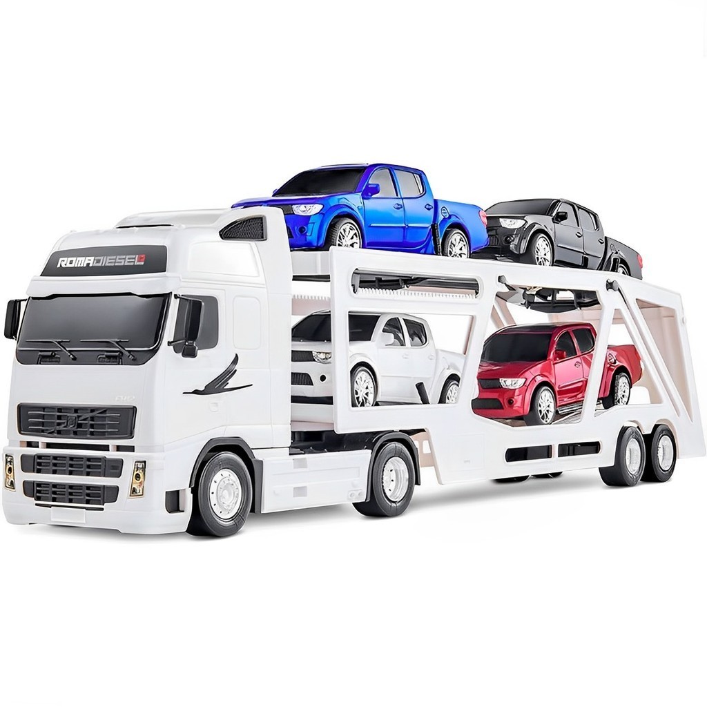 Caminhão Cegonheira Carreta De Brinquedo Diesel Rx Branco 1309 - Roma