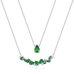 Colar Feminino Duplo de Prata 925 Gotas com Zircônias