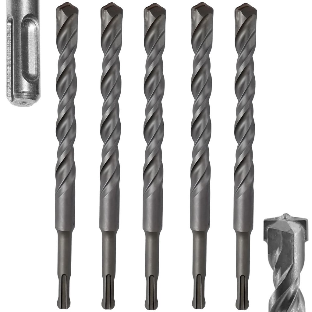Kit 5 Brocas Vídea Fura Parede Concreto 12mm x 160mm Encaixe SDS Plus Fertak Perfuração Alvenaria Bloco Obra