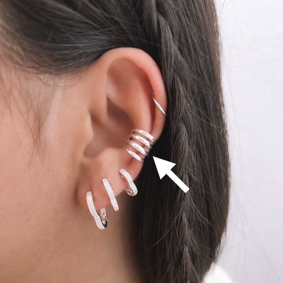 Piercing Fake 4 Aros Prata 925 Legítima Elegante Immagine Prata
