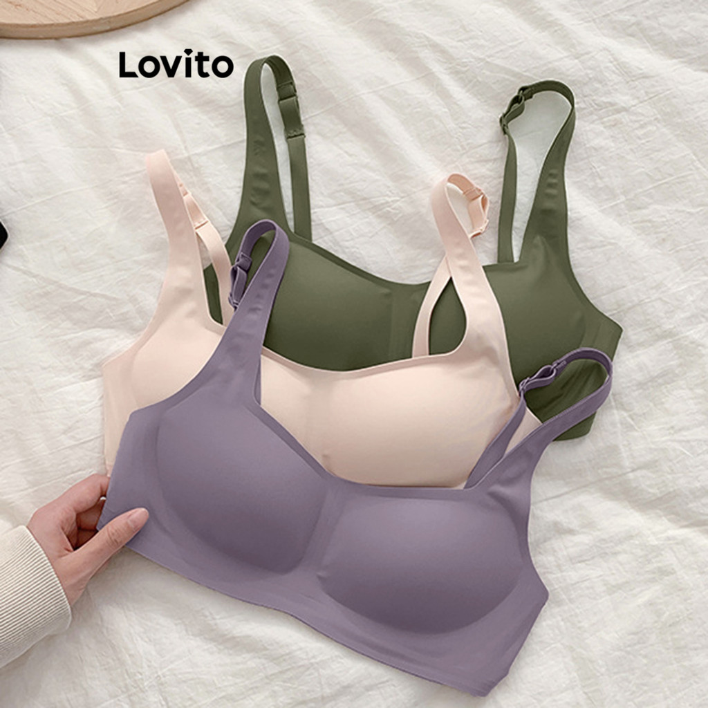 Lovito Sexy Sutiã com Fivela Liso para Mulheres LNL43214