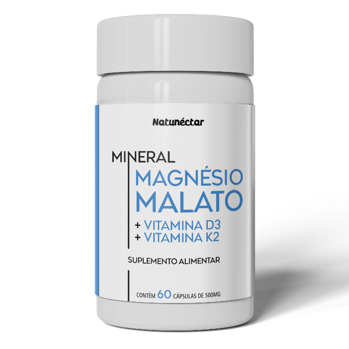 Magnésio Malato Vitaminas D3 + K2 Suplemento Natural 60 Cáps Puro Original Concentrado Natunéctar em Oferta na Shopee