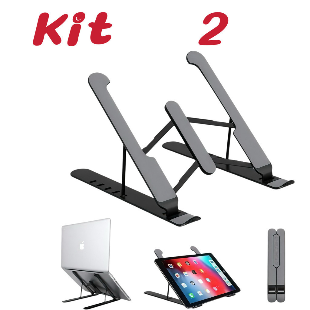 Kit 2 suporte portátil dobrável ajustável para laptop tablet  su