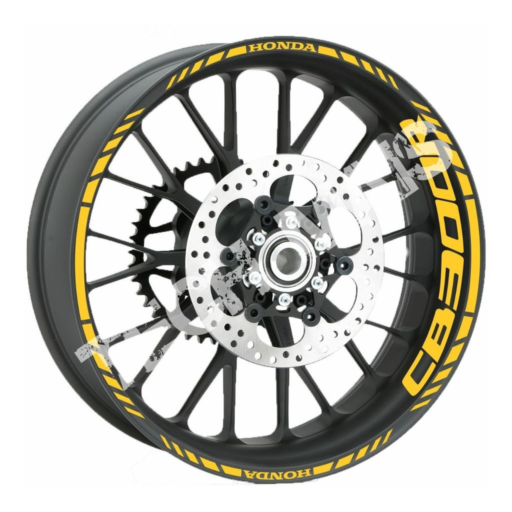 Kit Refletivo de Adesivos para Rodas e Frisos para Moto Honda Cb300r Cb 300R CB 300 R Todo Em Dourado