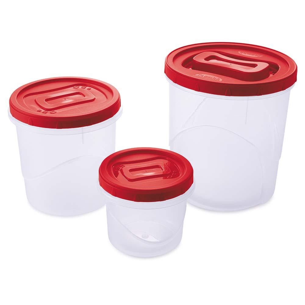 Kit 3 Potes Porta Mantimentos Redondos Cozinha Plasútil em Oferta na Shopee