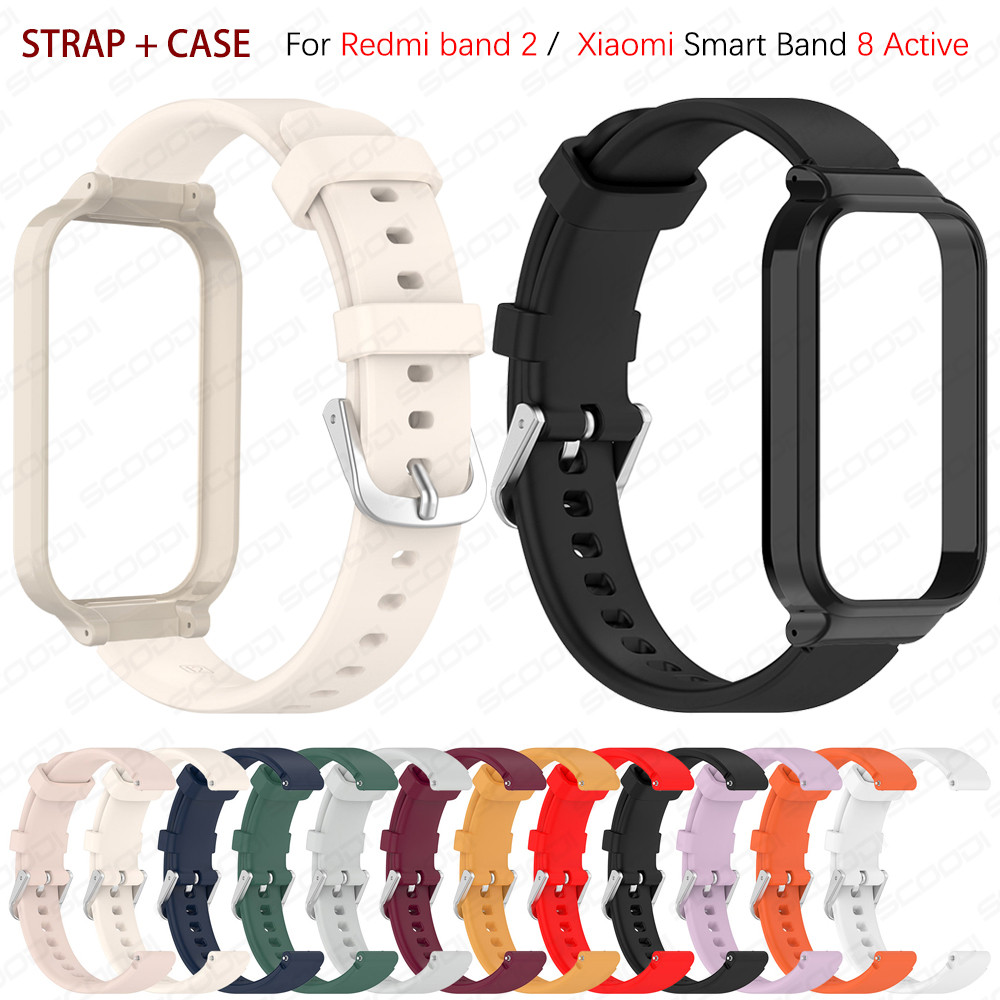 Pulseira De Silicone Com Capa Para Xiaomi Smart Band 9 Active 8 Active / Redmi band 3 2 De Esportiva Macio em Oferta na Shopee