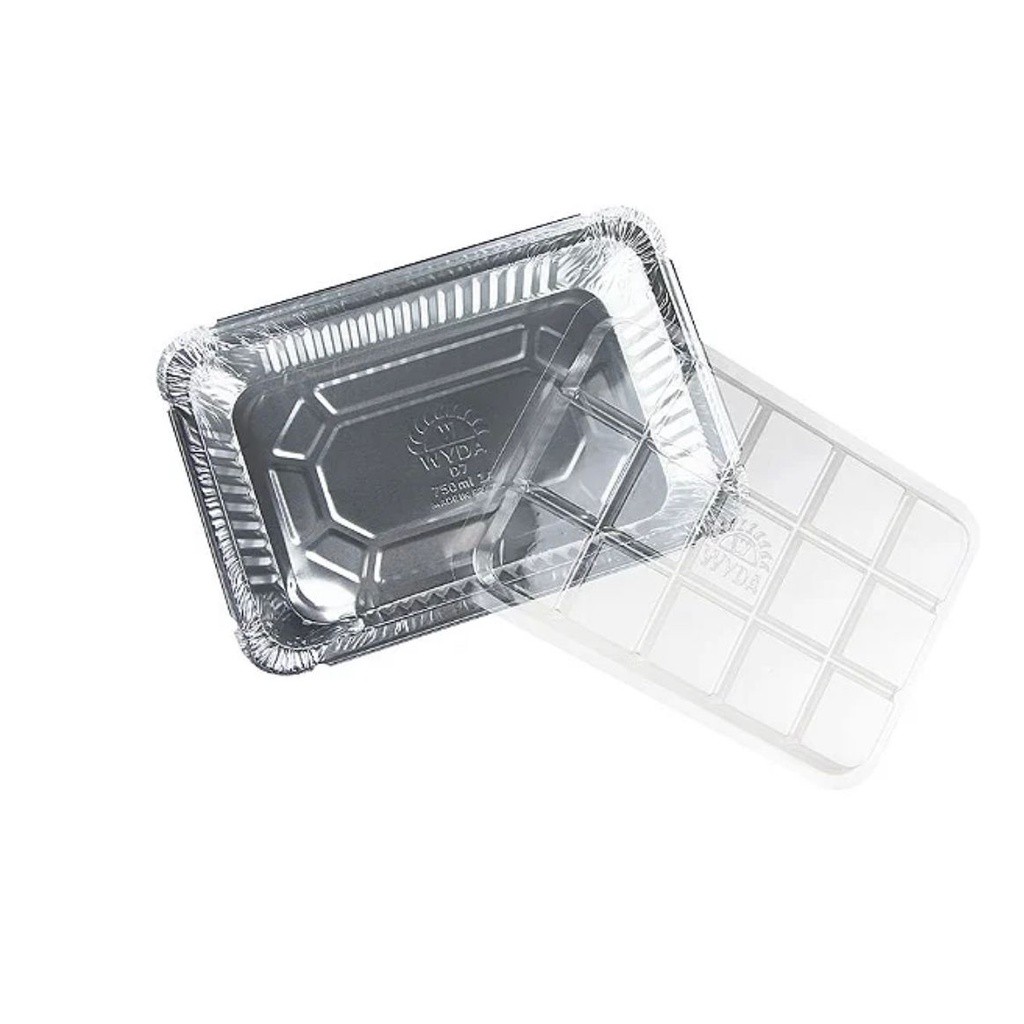 Bandeja Marmita Alumínio 750ml Tampa Pet Retangular C/50un em Oferta na Shopee