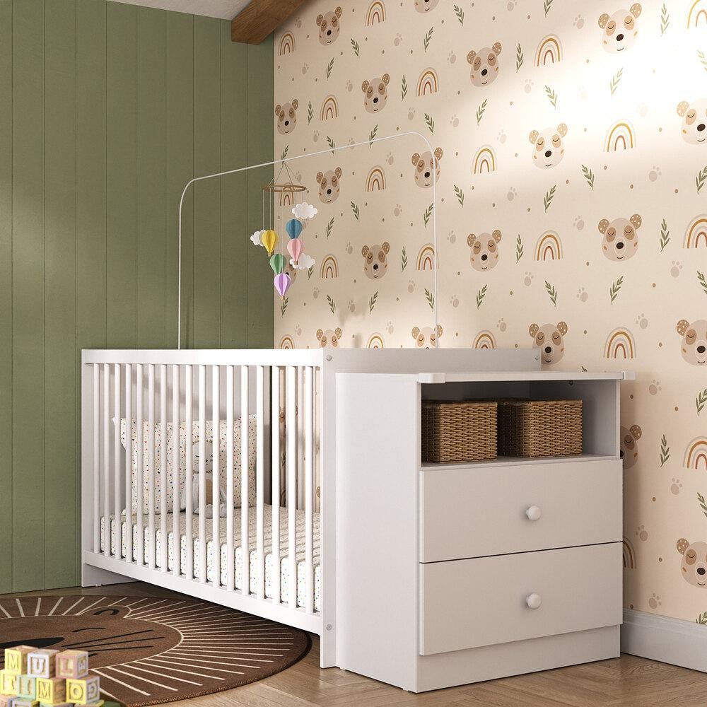 Berço Cômoda c/ Colchão Incluso Meu Bebê Multimóveis Branco com 03 anos de garantia