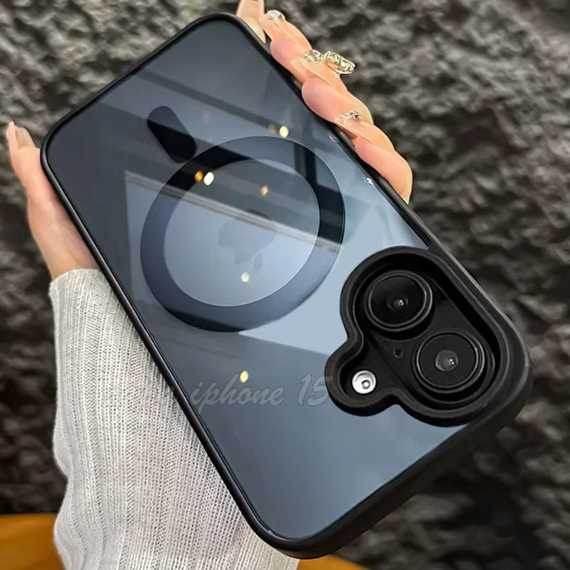 Luxo À Prova De Choque Para Magsafe Caso Transparente iPhone 16 15 14 Plus 13 12 11 Pro Max Com Capa Magnética em Oferta na Shopee