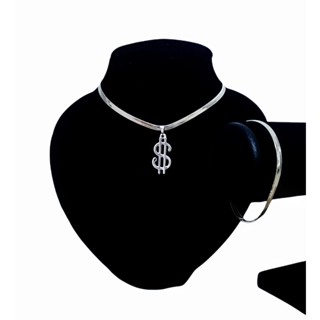 Kit Feminino cifrão Colar E Pulseira Laminada Banhado a Prata 925 (Envio Rápido) lindo em Oferta na Shopee