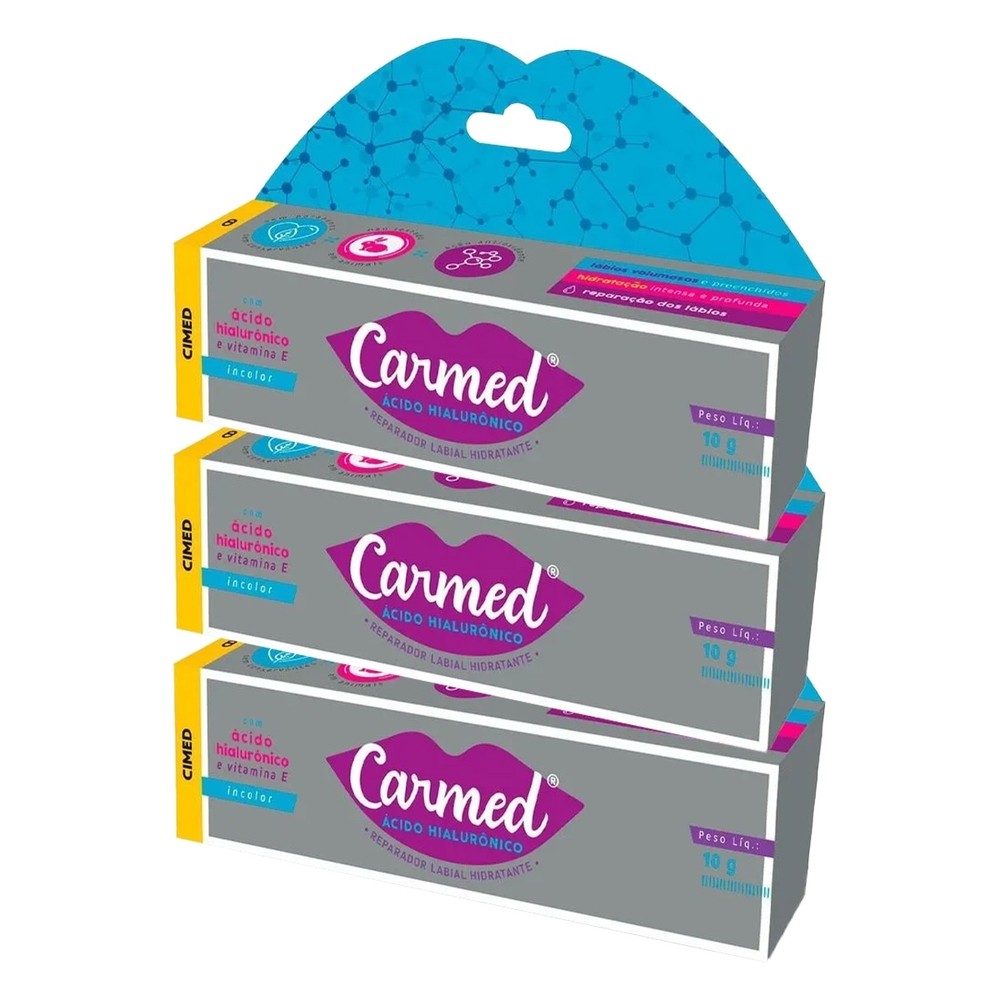 Kit 3 und Carmed Hidratante Labial Ácido Hialurônico 10g em Oferta na Shopee