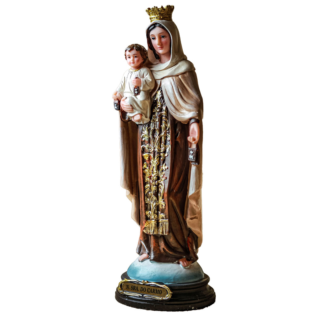 Imagem Nossa Senhora Do Carmo Resina Importado 30cm + Brinde