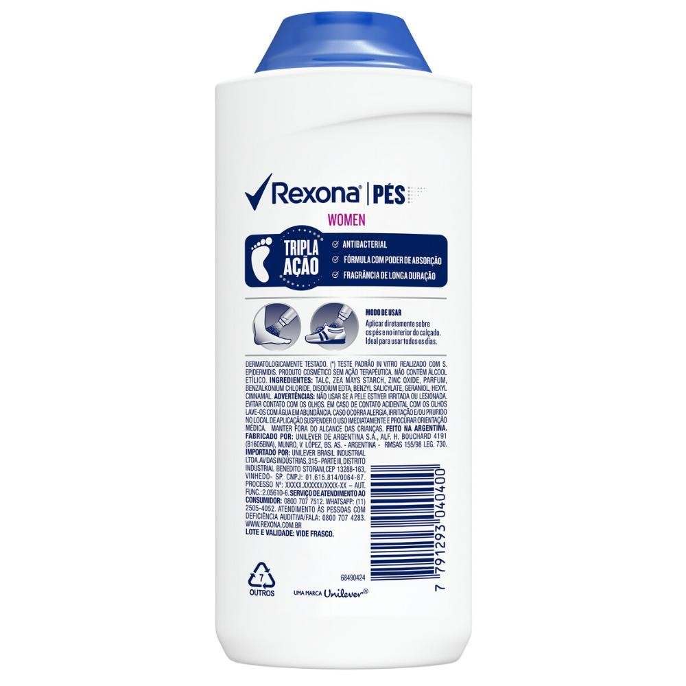 Detalhes do Kit 3 Talcos Desodorantes para os Pés Rexona Women 100g