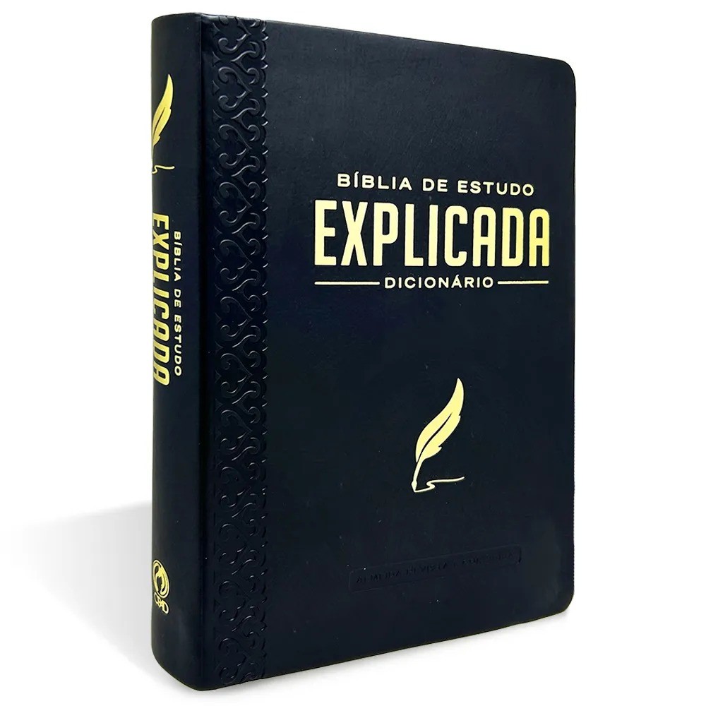 Bíblia de Estudo Explicada | ARC | Letra Média | Harpa Cristã | Luxo Preta