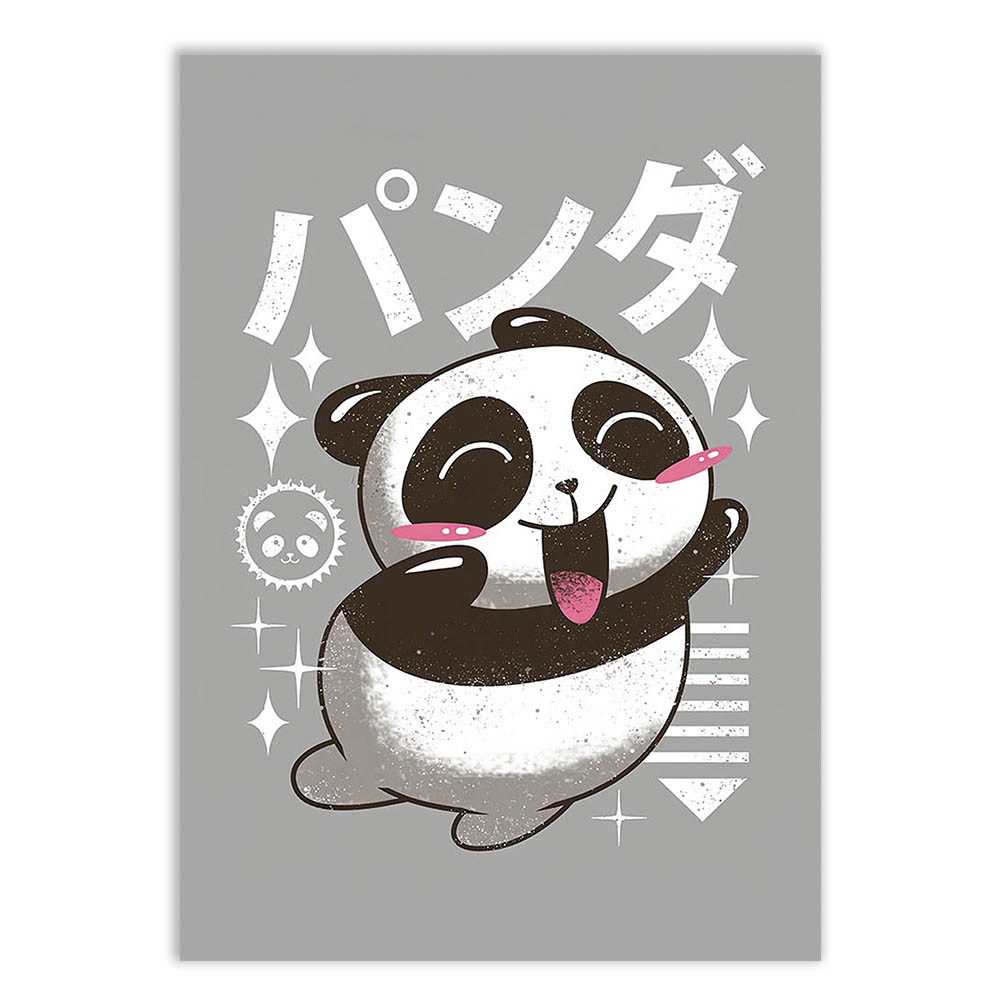 Placa Decorativa Urso Panda Estilo Anime Fundo Azul Decoração Poster