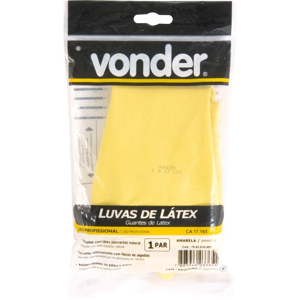Luva látex p amarela com forro ca17165 - Vonder em Oferta na Shopee