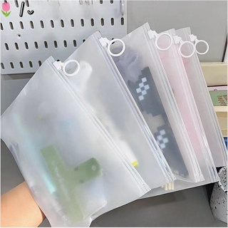 5/10/20 PCS Saco De Zíper De Anel Fosco Em Branco Puxar Armazenamento PE Auto Selagem Caneta Papelaria em Oferta na Shopee