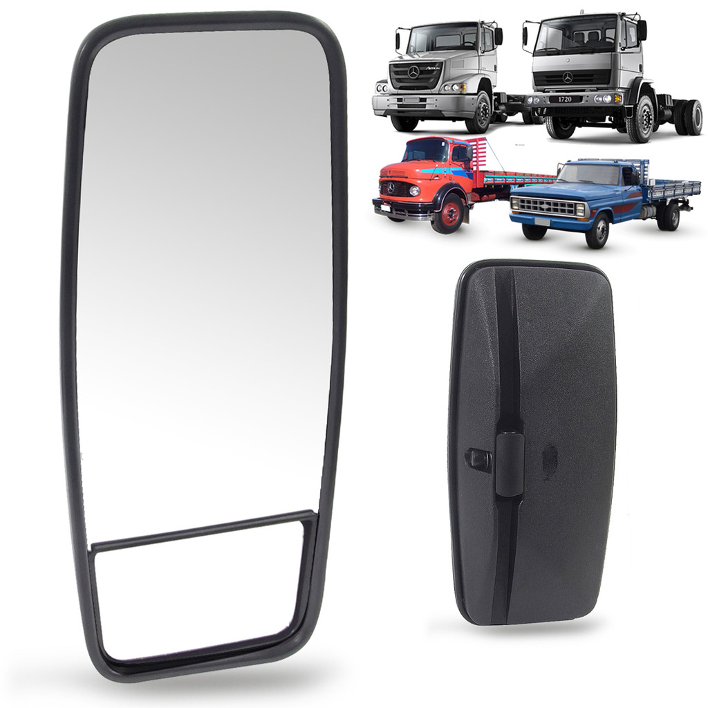 Espelho Retrovisor Externo Universal Grande Bi-partido Caminhão Ônibus Volkswagen Ford Mercedes Tamanho 37x20