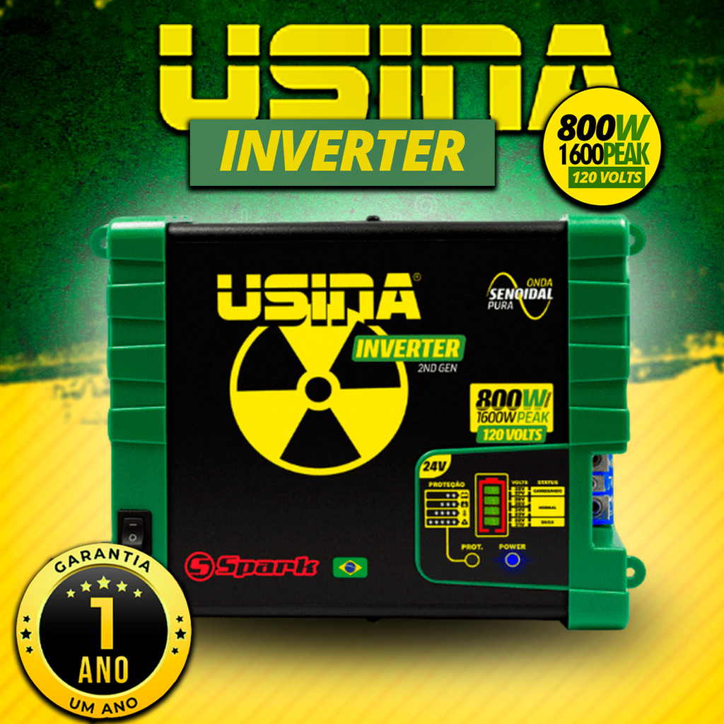 Inversor de Alta Qualidade Uso Doméstico Usina Spark Onda Pura Senoidal 800w 24v 120v 1600w Pico em Oferta na Shopee