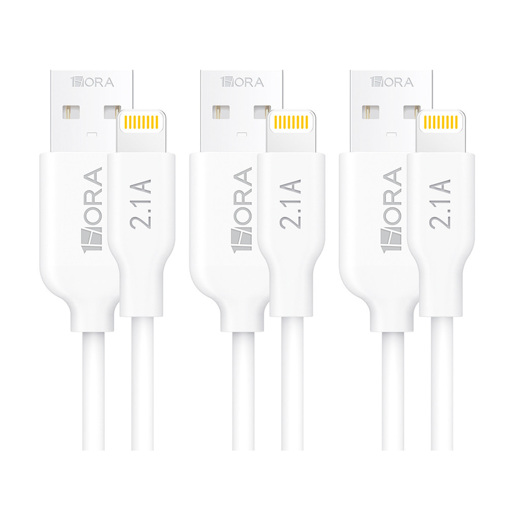 KIT 3X Cabo iPhone 1Hora, Usb A/Lightning 2.1A, 1 Metro Branco - Mobile & Gadgets