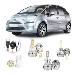 Lâmpadas Ultra Led Citroen C4 Picasso 20000lm Alto Baixo e Milha + Pingo Led