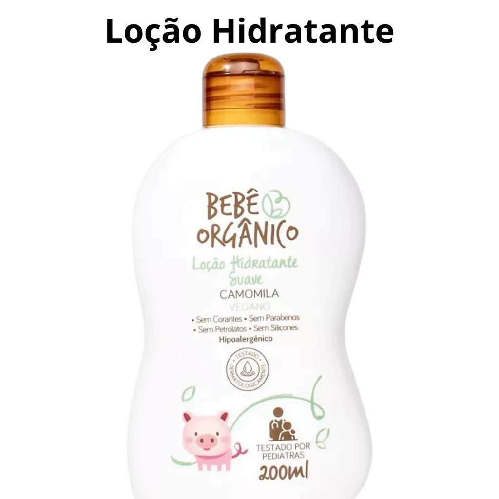 Loção Hidratante para Pele do Bebê - Recém Nascido - Orgânico Camomila - Limpa Acalma Nutre - 200 ml em Oferta na Shopee