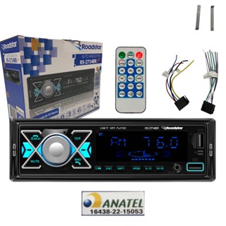Auto Rádio Roadstar RS-2714BR Plus Som Carro Bluetooth USB Controle Automotivo 1 din Universal em Oferta na Shopee
