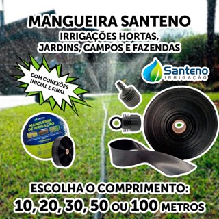 Mangueira Irrigação Micro Perfurada Santeno 1 tamanho a escolher + união inicial e final em Oferta na Shopee