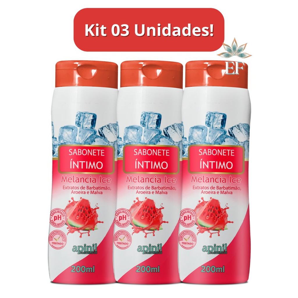 Kit Com 3 Unidades SABONETE Íntimo MELANCIA ICE 200mL APINIL