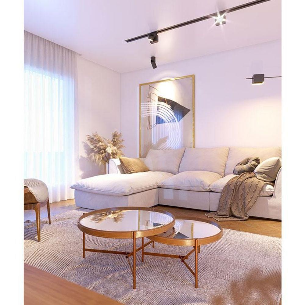 Kit Mesa De Centro Ambiente Aqua Com Espelho Cobre - Imcal em Oferta na Shopee