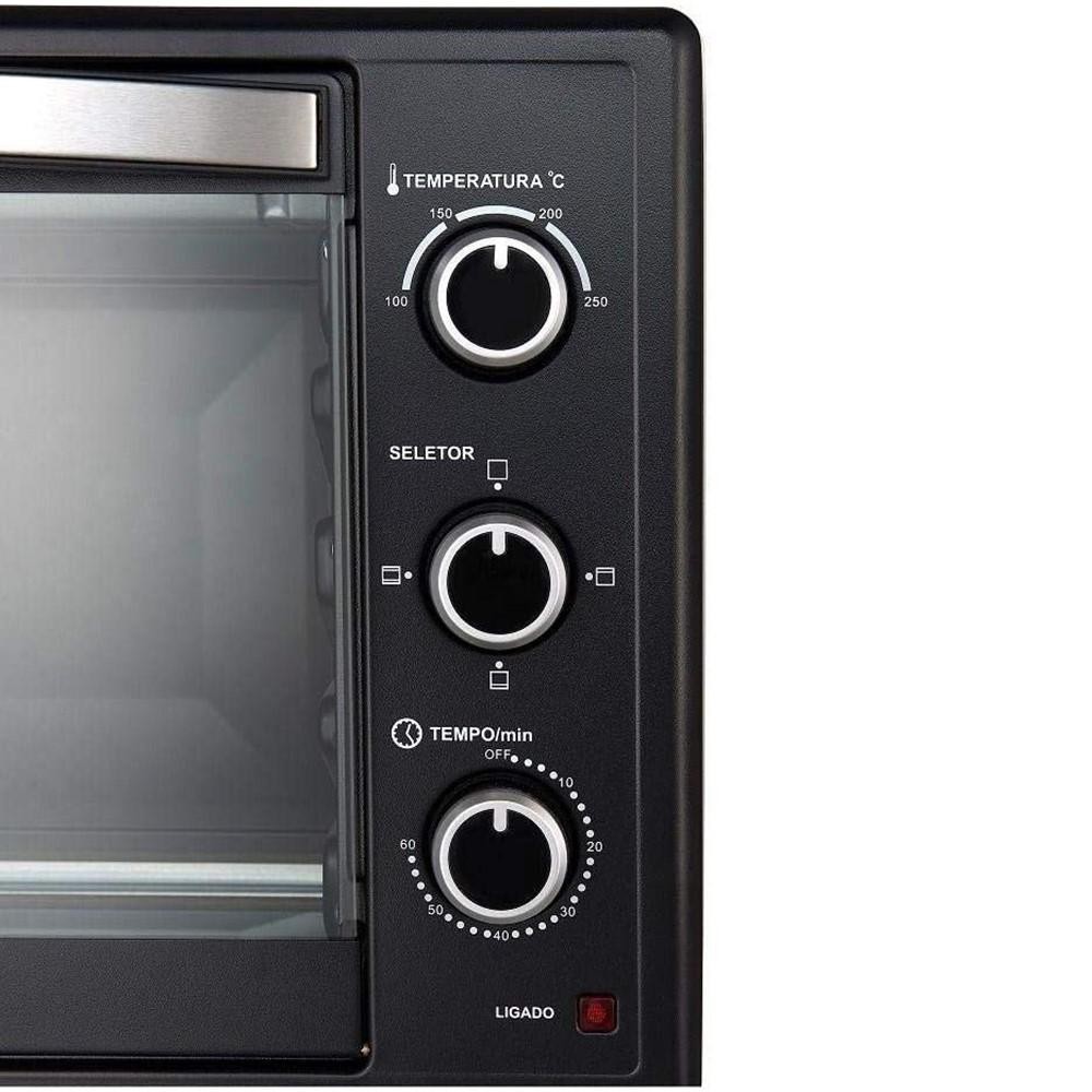 Detalhes do Forno Eletrico Best 50 Litros Básico Preto/Branco 127V 1800W
